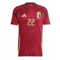 Camiseta Bélgica Jeremy Doku #22 Primera Equipación Eurocopa 2024 manga corta